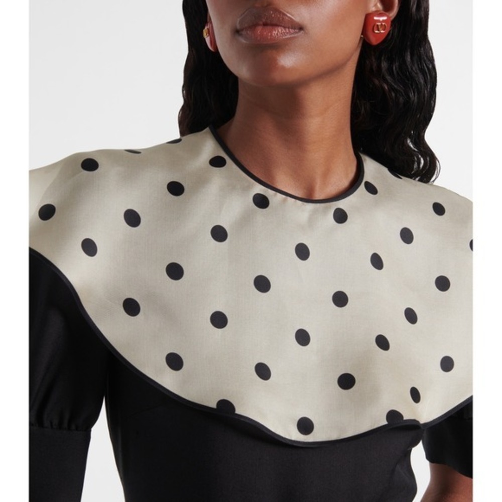 Valentino‎ Garavani Polka Dot Collar Silk Mini Dress $5,400 - Size IT 38 / US 2 - Picture 6 of 16